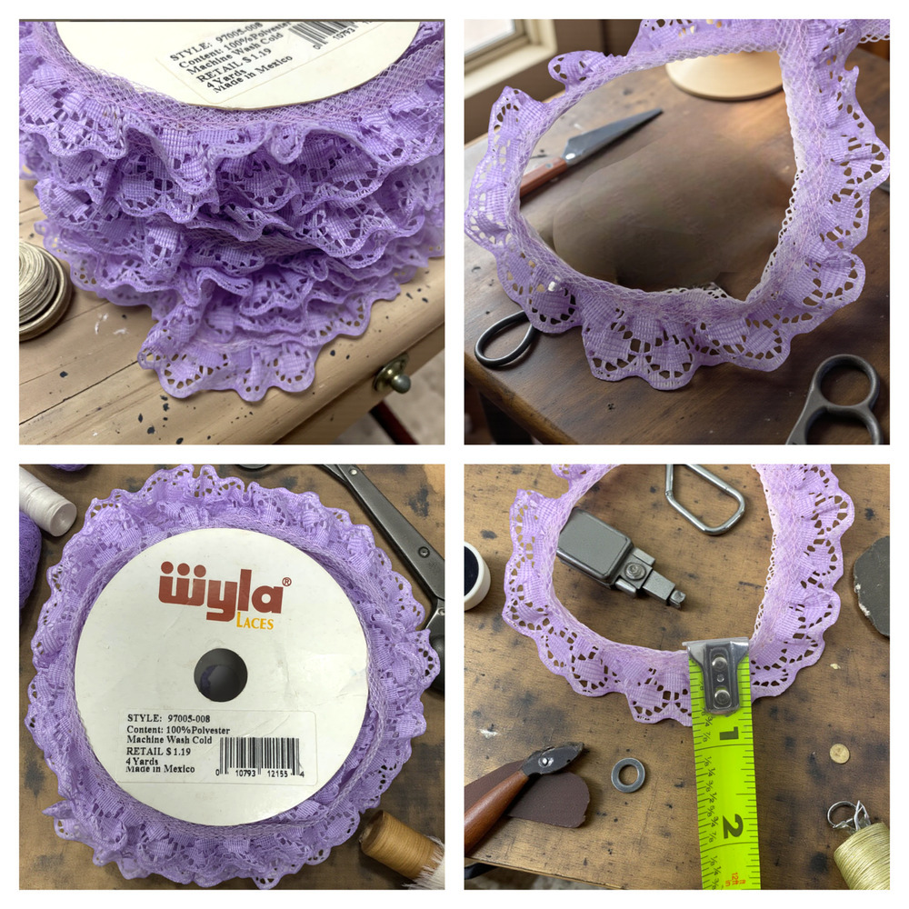 Vintage 1980's Wyla Laces Spool Roll Lace Trim Lavender .75" Sewing 23 Yards